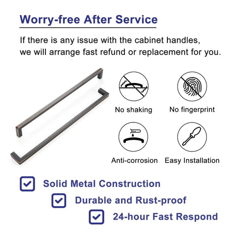 Oil Rubbed Bronze 10 Inch Square Bar Cabinet Pull Handle With 10 Inch Hole Centers Zinc Alloy Smooth Curved Back service benefits
