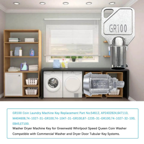 Premium Five Piece Coin Laundry Machine Key Set For GR777 GR800 GR888 GR100 GR999 Compatible With Greenwald Speed Queen Commercial Machines Waterproof Rustproof Corrosion Resistant Keys in laundry room