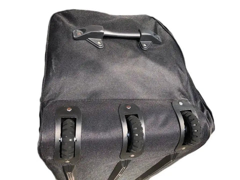 Bottom view of Beast Sized 36 Inch Rolling Duffle Bag With Wheels For Travel And Sports Gear, showing durable black material and wheels
