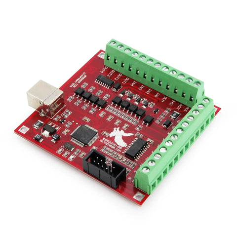 4 Axis USB Mach3 CNC Controller Card With 100KHz Plug And Play Breakout Board Red 4 Axis Linkage For CNC Router, top view