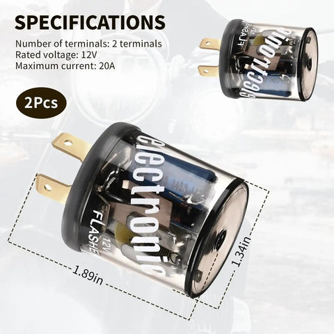 Two Pack 12V Heavy Duty Flasher Relay For Cars Trucks SuvS Motorcycles And Marine Use 2 Pin Round Electronic Turn Signal Blink Relay