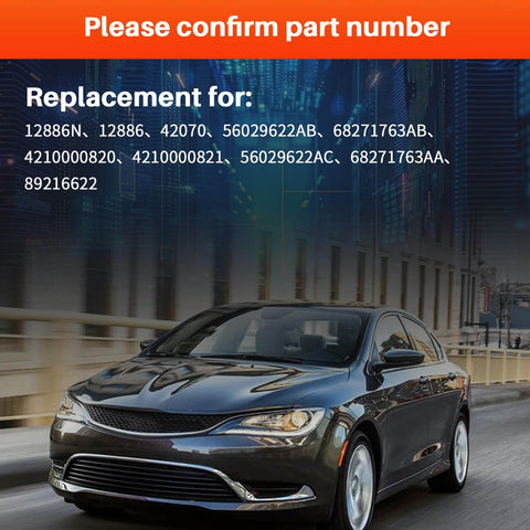 Image of Chrysler car indicating compatibility with replacement parts including Drop-In 160 Amp Alternator for Chrysler and Jeep models.