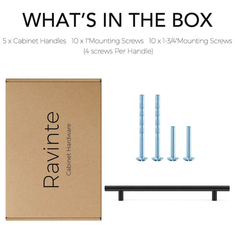 What's in the box of Matte Black 10 Inch Cabinet Handles Set For Kitchen Cabinets Stainless Steel Drawer Pulls, screws included