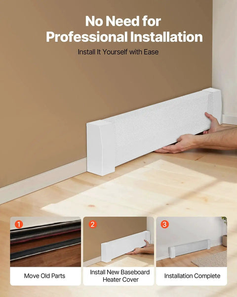 Installing Beefy Heavy Duty 3 Ft Baseboard Heater Cover For Easy Install In Any Bedroom White Steel Front Panel.