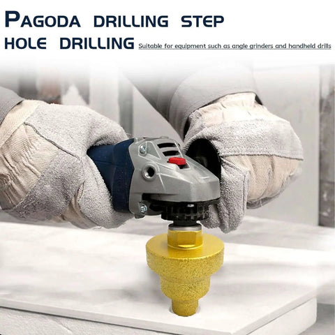 Worker using 2 Pack 3 in 1 Diamond Step Core Drill Bit Set Featuring 20mm 35mm 50mm Holes with M10 Thread on tile surface
