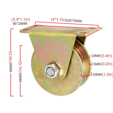 Heavy Duty H-Groove Track Wheel Roller Caster With Bracket For H Track Rail Sliding Doors And Industrial Carts, front view