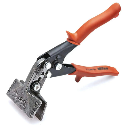 3 Inch Offset Handle Hand Seamer For Sheet Metal WS4N with ergonomic non-slip grip, built-in hang hole, shown at an angle.