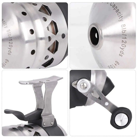 Durable Fishing Reel With 15Lb Line Capacity And Stainless Steel Metal Frame Six Plus One Bearings Switchable Left Or Right Hand Easy Hand Brake Smooth Winding Wheel Built For Freshwater And Saltwater Lures And Tackle, close-up details