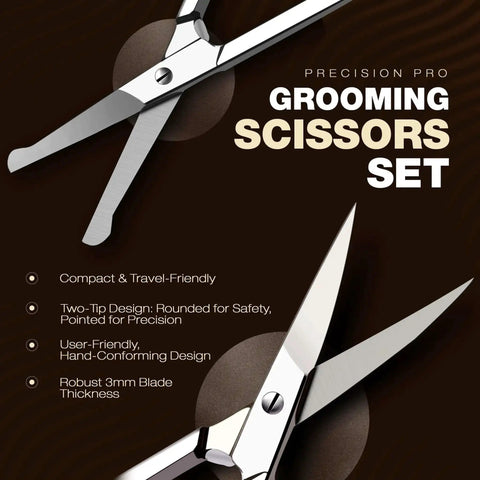 Two Piece Nose And Eyebrow Scissors Set For Men And Women Stainless Steel Small Grooming Scissors With Curved And Rounded Heads