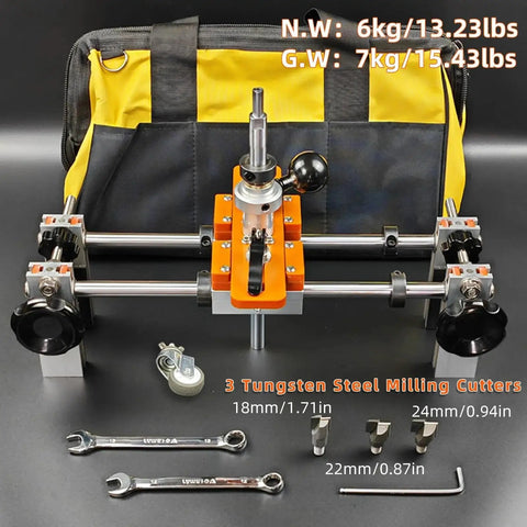 Wood Door Lock Mortiser Kit With Aluminum Frame Manual Mortising Jig And Tools Twin Screw Clamp Design For Door Lock Installation