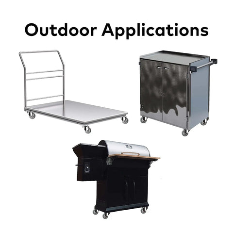 Outdoor applications featuring Heavy Duty 3 Inch SUS304 Stainless Steel Swivel Plate Caster With 250 Lbs Load Capacity