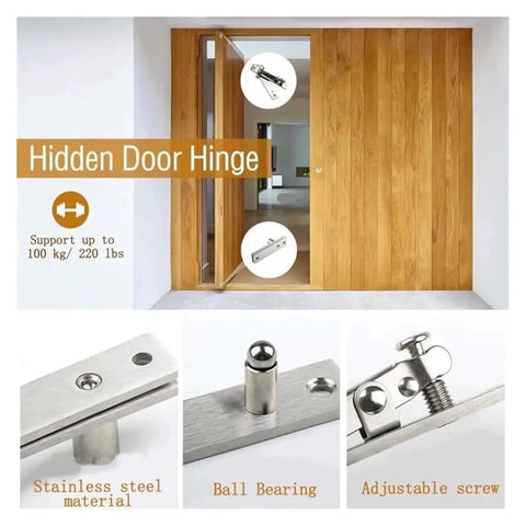 360 Degree Heavy Duty Pivot Hinge For Hidden Doors And Bookshelves, stainless steel hardware with adjustable screw and ball bearing
