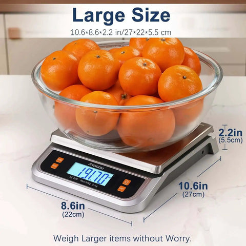 Beefy 88lb Heavy Duty Commercial Food Scale For Kitchen And Bakery, Stainless Steel Platform with Full View LCD Display