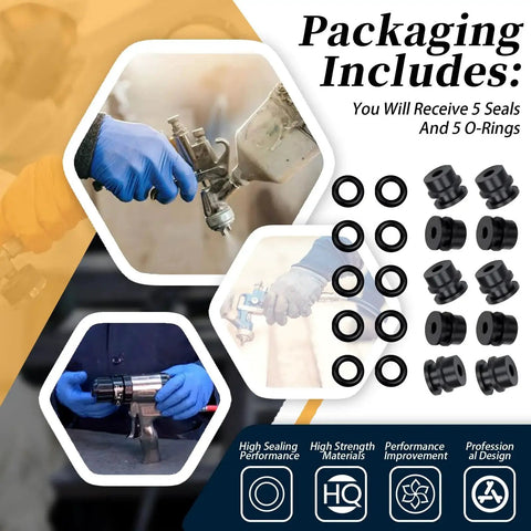 Side Seals Kit For Fusion Air Purge AP Spray Gun 246348 249990 Black Five Pack Durable Wear Resistant Seals And Rubber O Rings