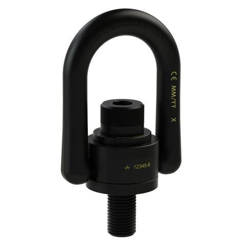 33316 Heavy Duty Swivel Hoist Ring Forged Alloy Steel With Black Oxide Finish G Thread Size One Half Inch Thirteen TPI 2250 Lbs