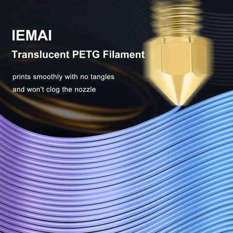 PetG Filament 1.75mm Gradient Translucent Blue to Purple for Dope 3D Printing with nozzle, smooth extrusion, 1kg spool