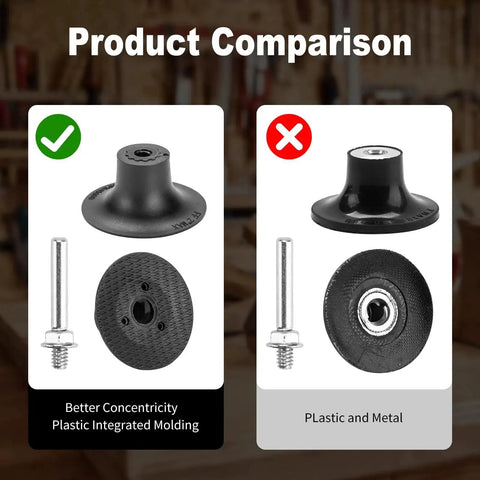 Two types of quick-change holders for 2 Inch Flap Discs Set For Die Grinder 50 Pack With One Quarter Inch Quick Change Holder Includes 36 60 80 120 Grit Roll Lock Sanding Discs For Surface Prep Grinding Polishing Deburring Rust And Paint Removal shown for comparison.