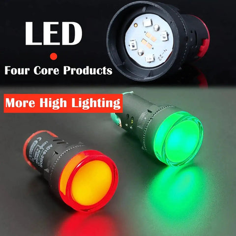 10 Pack LED Indicator Lights 22mm Panel Mount 0.87 Inch Hole 24V AC DC 20mA Energy Saving Green Red Set Ultra Bright