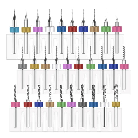 30Pcs Micro Drill Bit Set For Dremel And CNC Tools Tungsten Carbide Spiral Flute Bits 0.1mm to 3.0mm For Precision PCB Drilling