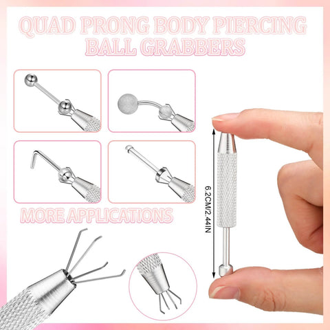 Piercing Taper Grabber Tool For Changing Jewelry 18G Flat Back Earrings Applicator Kit in hand showing stainless steel.