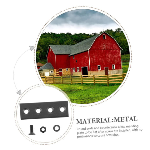 Sliding Barn Door Track Connector Kit Hardware For Smooth Operation No Fuss All In One Rail Connecting Plates Set For Barn Door Installation And Replacement Durable Metal Hardware For Modern Home Renovation in black metal with screws and washers