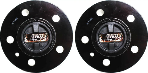 Set Of 2 Manual Locking Hubs For 5-Stud 4.5 Inch Bolt Circle, 23 Spline, built tough alloy, top view