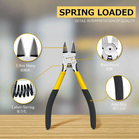 Ultra Sharp 6.5 Inch Spring Loaded Wire Cutter For Crafting And Jewelry Making With Flush Cut Pliers, Diagonal Cutting Edges