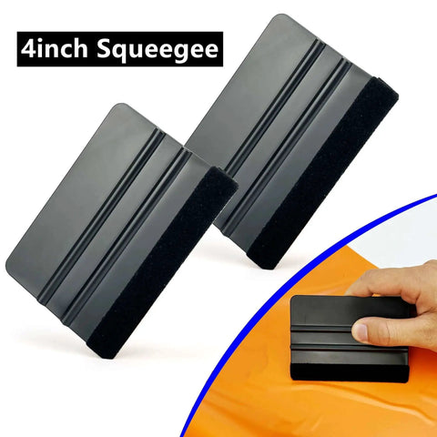 Pro Grade Car Vinyl Wrap Tools Kit With Two Pairs Gloves, 4 Inch Felt Squeegee, Scraper, Edge Trimmer, Utility Film Knife, And Black Finish