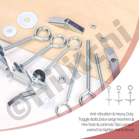 15 Pieces M5 Eye Bolt Toggle Anchors And Wing Nut Kit, 75mm Length, O Shaped Butterfly Toggle Anchors For Hanging Lamps And Heavy Items