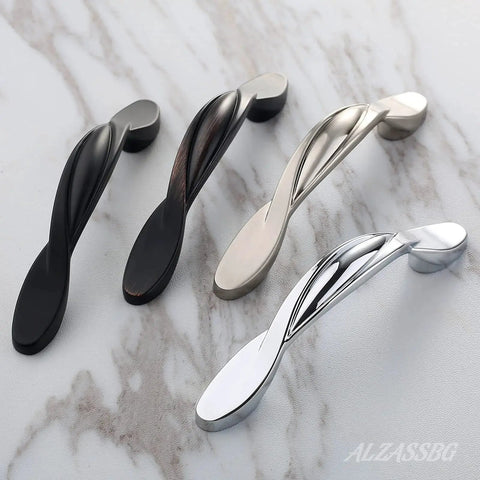 10 Pack Brushed Satin Nickel Cabinet Pulls With 3 Inch Hole Centers Arch Twisted Design for Cabinets and Drawers AL3027SN