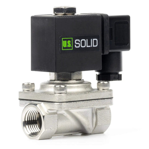 1/2 Inch Stainless Steel Solenoid Valve, 110V AC Normally Closed Electric Valve With Viton Seal and Junction Box, side view