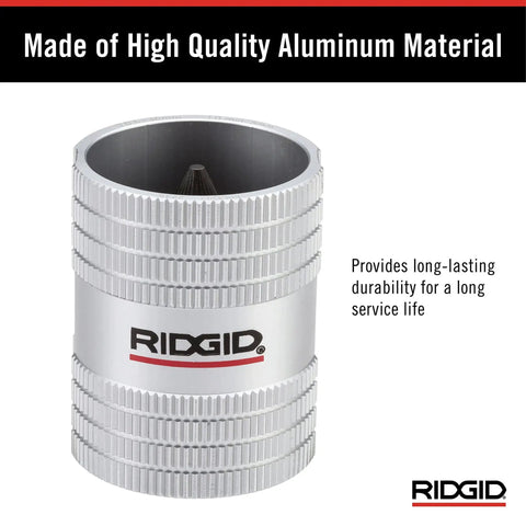 Effortless Copper And Stainless Steel Tubing Reamer For One Quarter To One And A Quarter Inch Pipes With Inner And Outer Cutting Action And 45 Cutting Edges RIDGID 29983 Model 223S Small, aluminum body shown