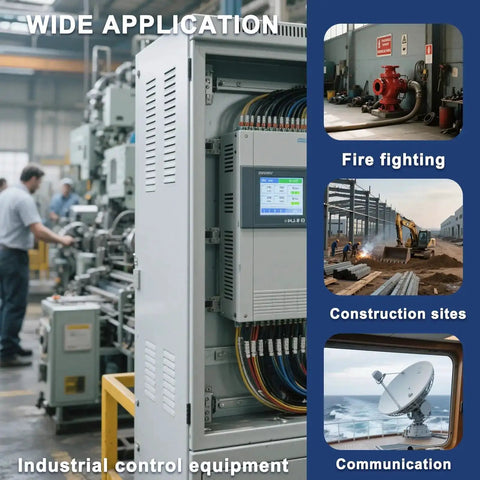Industrial control equipment used in heavy duty emergency stop button applications for firefighting, construction sites, and communication environments.