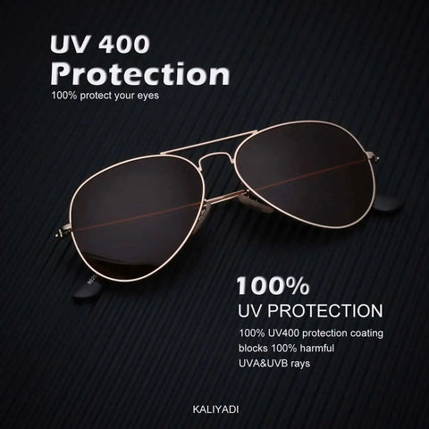 Classic Aviator Polarized Sunglasses For Men And Women Driving Sun Glasses UV Block 3 Pack Set 58mm Lenses close-up on black