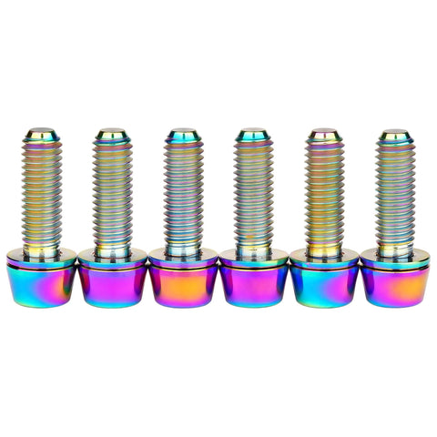 Rainbow Titanium Alloy M5x16mm 18mm Tapered Head Allen Hex Bolt With Washer For Mountain And Road Bike Stem Parts Pack Of 6 Anti Corrosion