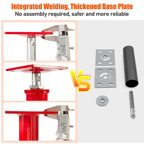 Heavy Duty Floor Jacks 4 Pack For Crawlspace Leveling 11 To 16 Inch Swivel Top with components and measurements