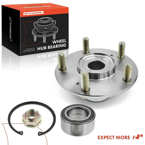 Front Wheel Bearing And Hub Assembly Kit For Honda Accord 2003-2007, Civic Si 2006-2015 displayed with bearing and nut