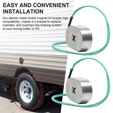 RALZAOTO 10-inch electric trailer brake magnet kit; two silver magnets with green leads for 3500-lb axles