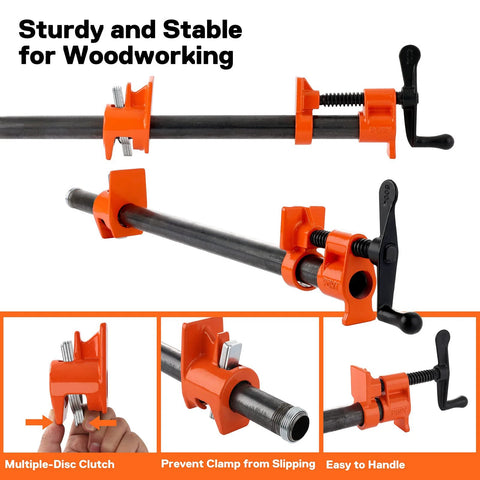PONY 2-pack wood gluing pipe clamp fixture for 3/4-inch black pipe, orange clamps