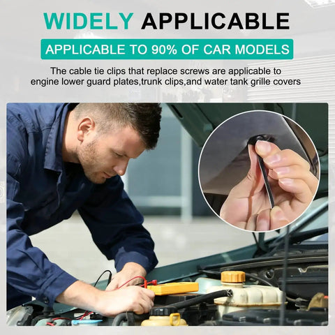 150 Pcs Nylon Universal Cable Tie Buckles For Auto Repairs And Daily Maintenance in use by mechanic on car engine
