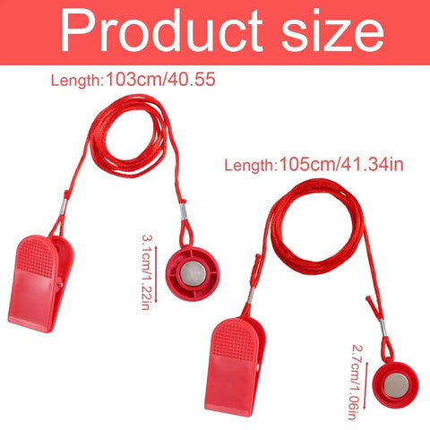 Two Pack Treadmill Magnetic Safety Keys Replacement, Universal Round Emergency Stop Keys, ABS with magnet, red size comparison