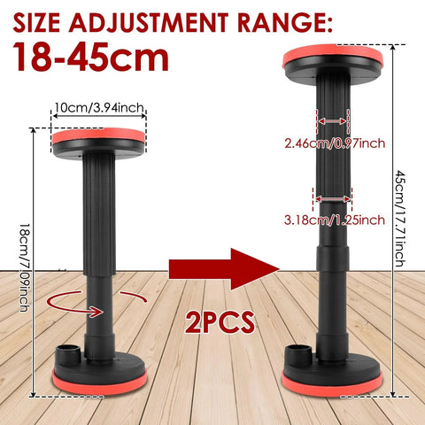 2 Pack Cabinet Jacks For Installing Cabinets Height Adjustable Support Pole showing size range 18-45 cm with 440 lb capacity
