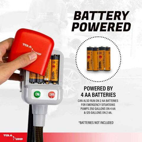 Battery compartment of 5th Gen Fuel Transfer Pump With Overfill Protection 2.7 GPM Universal Gas Can Adapter showing battery insertion