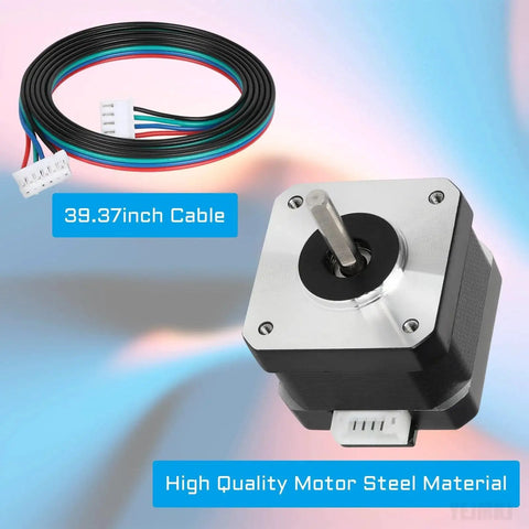 Nema 17 Stepper Motor 33mm Body, 1.5A, 29Ncm Holding Torque with 39.37 inch cable, ideal for DIY CNC and 3D printer builds.