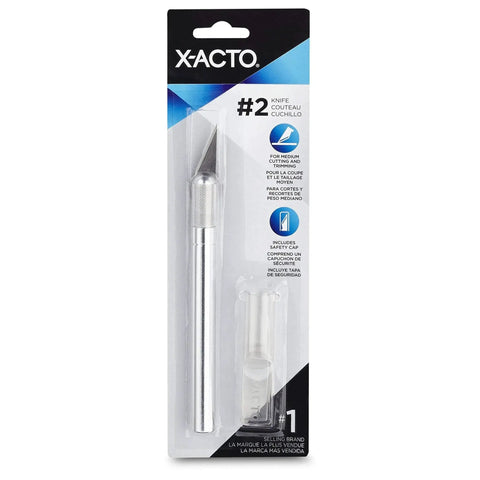 All Purpose Precision Knife With Size 2 Fine Point Blade For Clean Cuts On Medium To Heavy Materials, Durable Aluminum Handle, Easy Change Blade System, And Safety Cap For Safe Storage On The Go in packaging.