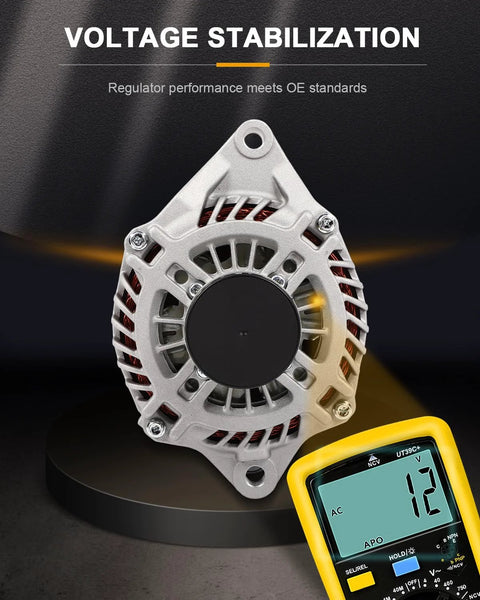 Dope Replacement Alternator For Mitsubishi Lancer 2.0L 2008 2015 Fits DE ES Sportback Evolution 2.0L 1800A155 displayed with voltmeter