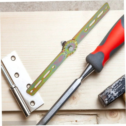 Heavy Duty Adjustable Sofa Hinge With Automatic Reset Function placed next to tools on a wooden surface.