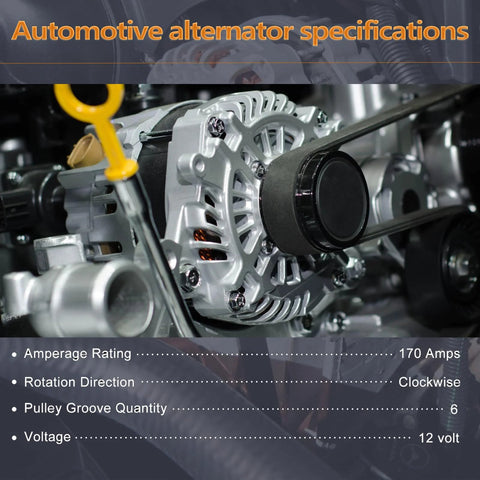 Close-up view of 3.5L Alternator For Avalon Camry RAV4 RX350 Fits Toyota And Lexus Direct Fit Easy Install Upgrade Your Ride OE Numbers