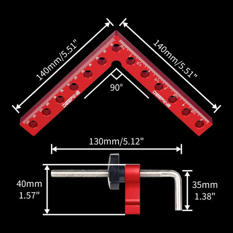 Front view of 90 Degree Positioning Squares Right Angle Clamps 5.5 Inch By 5.5 Inch Aluminum Alloy L Type Corner Clamping Tool.