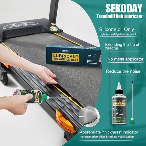 SEKODAY silicone treadmill belt lubricant bottle with nozzle on treadmill belt; 4.2 oz, high-temp resistant